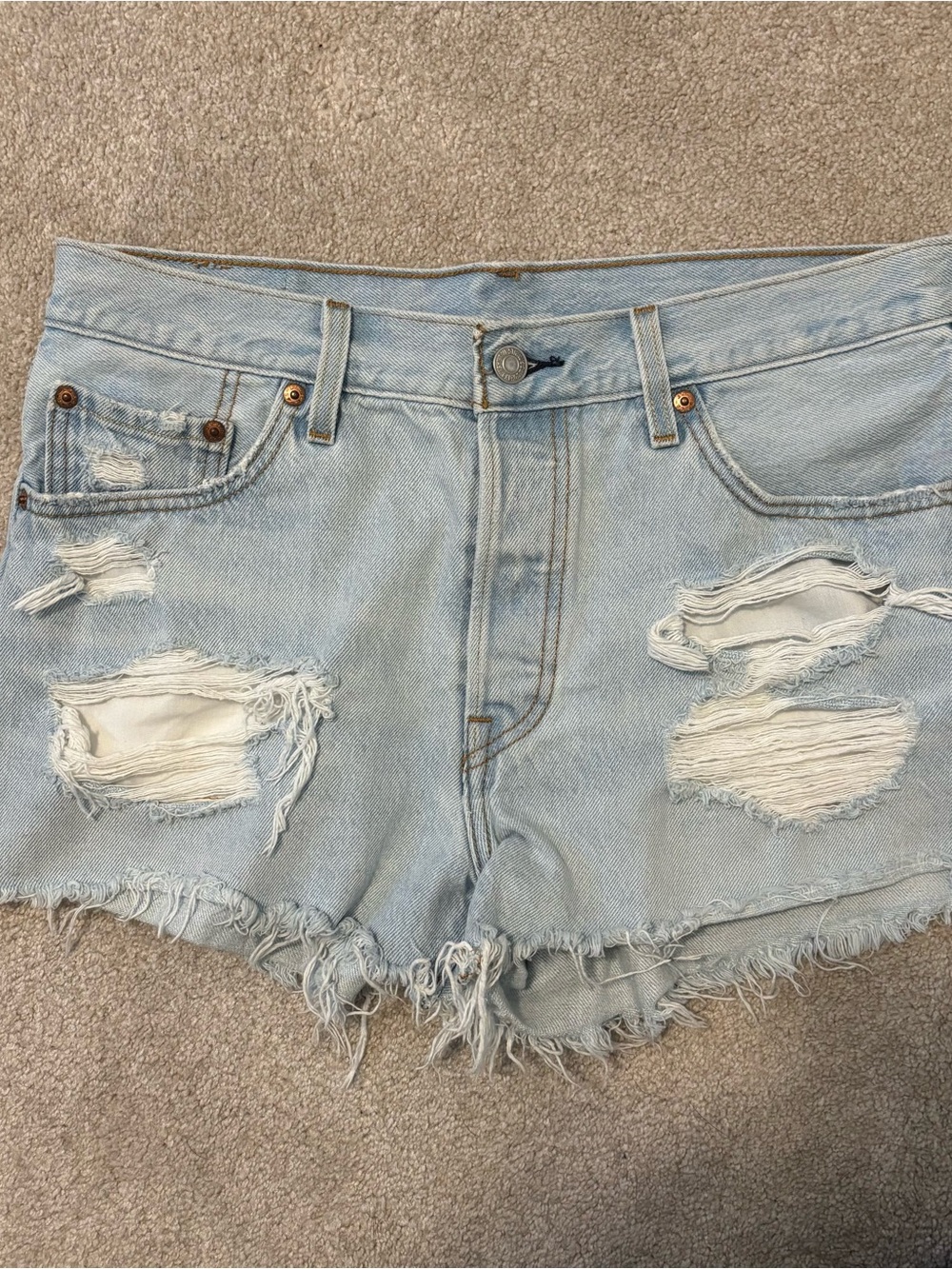 Levi's 501 Light Wash Distressed Denim Cutoff Shorts